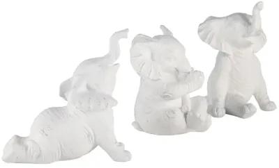 Resin, S/3 6" Stone Look Yoga Elephant, White