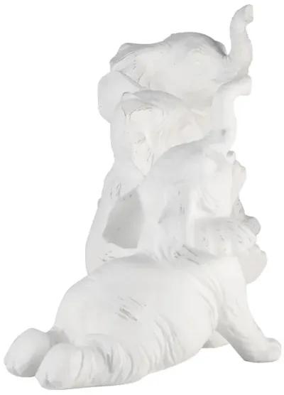 Resin, S/3 6" Stone Look Yoga Elephant, White