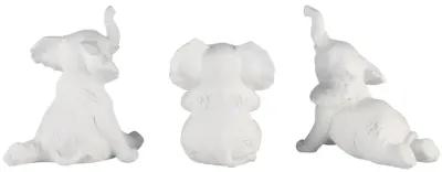 Resin, S/3 6" Stone Look Yoga Elephant, White