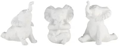 Resin, S/3 6" Stone Look Yoga Elephant, White