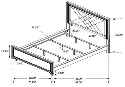 Penelope California King Bed with LED Lighting Black and Midnight Star