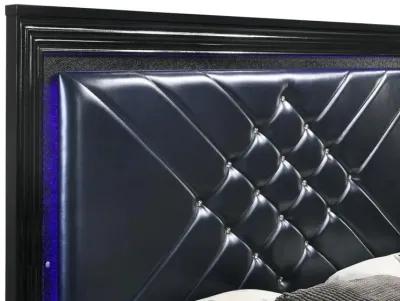 Penelope California King Bed with LED Lighting Black and Midnight Star