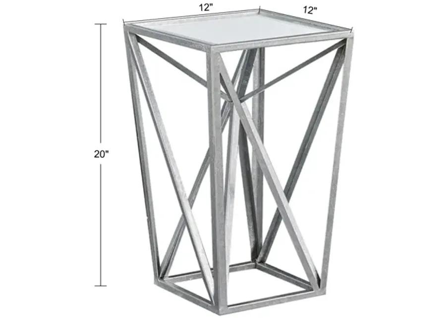 Madison Park Zee Silver Angular Mirror Accent Table