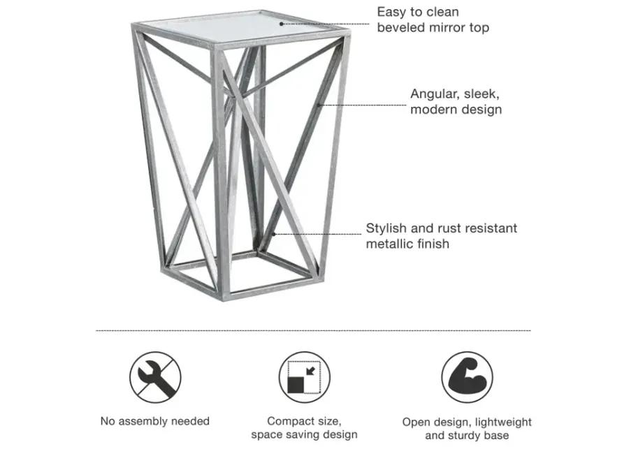 Madison Park Zee Silver Angular Mirror Accent Table