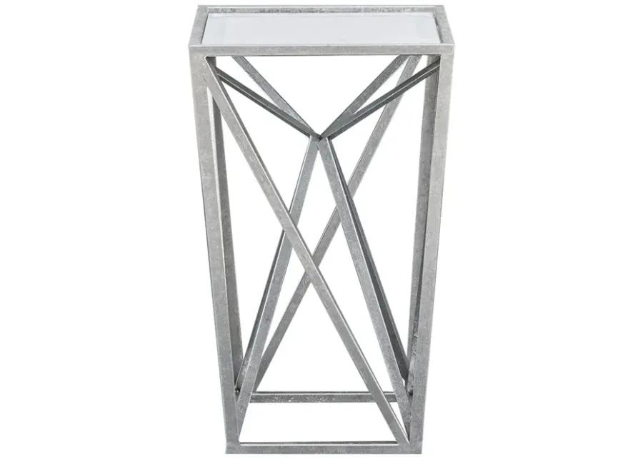 Madison Park Zee Silver Angular Mirror Accent Table