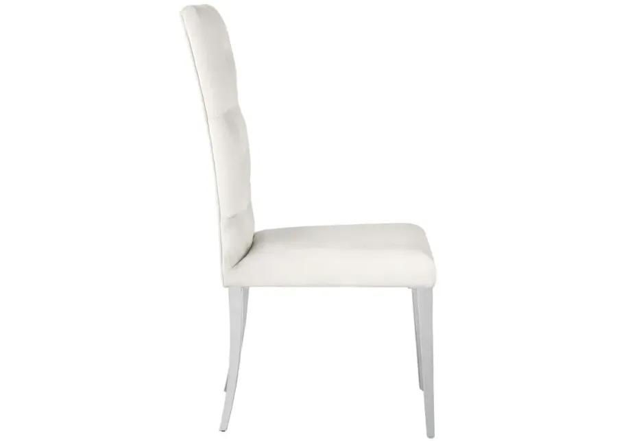 Kerwin Tufted Upholstered Side Chair (Set of 2) White and Chrome