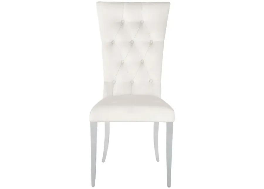 Kerwin Tufted Upholstered Side Chair (Set of 2) White and Chrome