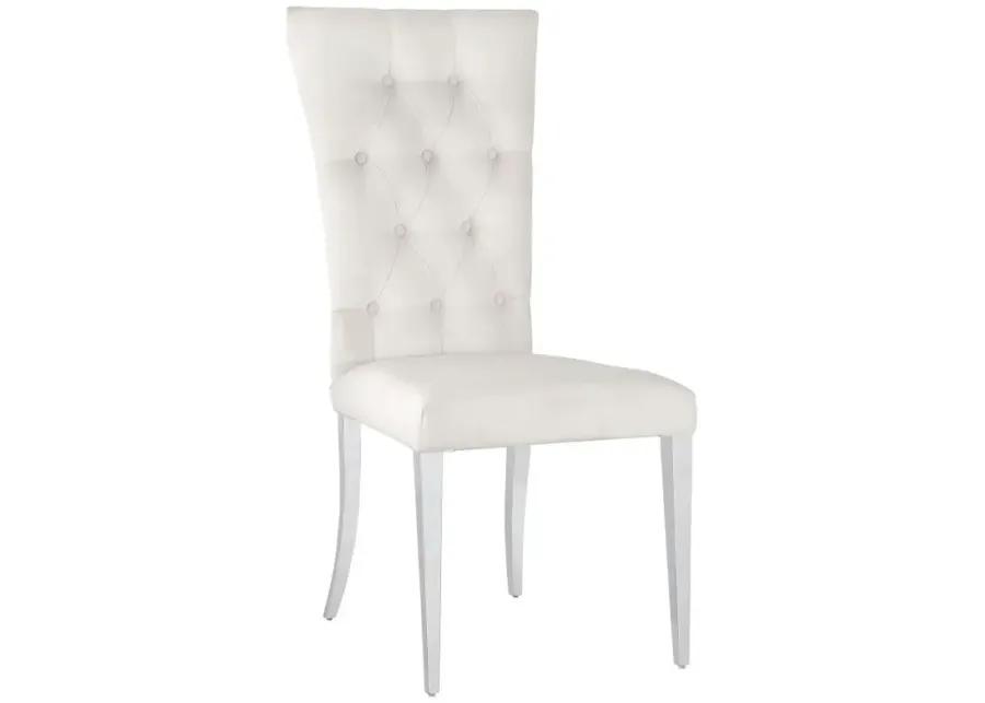 Kerwin Tufted Upholstered Side Chair (Set of 2) White and Chrome