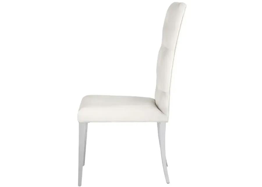 Kerwin Tufted Upholstered Side Chair (Set of 2) White and Chrome