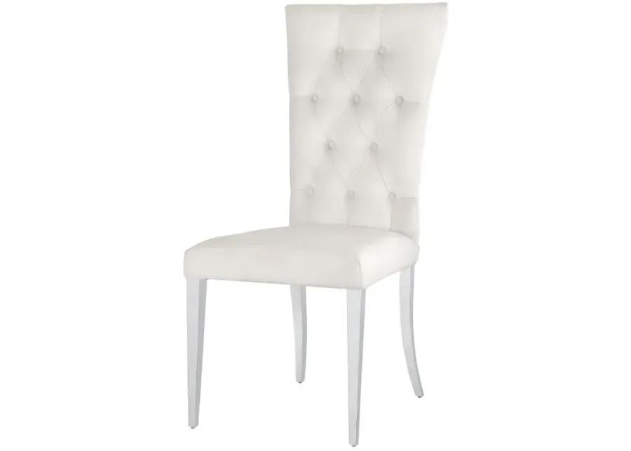 Kerwin Tufted Upholstered Side Chair (Set of 2) White and Chrome