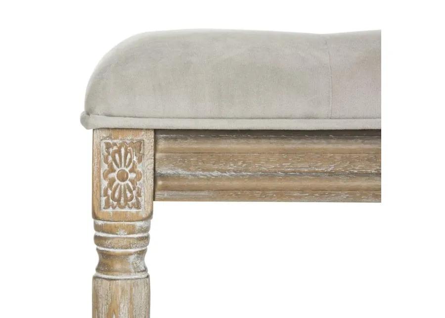 ROCHA 19''H FRENCH BRASSERIE TUFTED TRADITIONAL RUSTIC WOOD BENCH