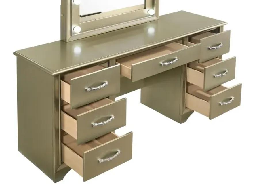 Beaumont 7-drawer Vanity Desk with Lighting Mirror Champagne