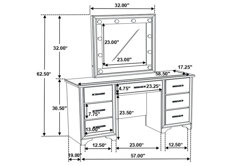 Beaumont 7-drawer Vanity Desk with Lighting Mirror Champagne