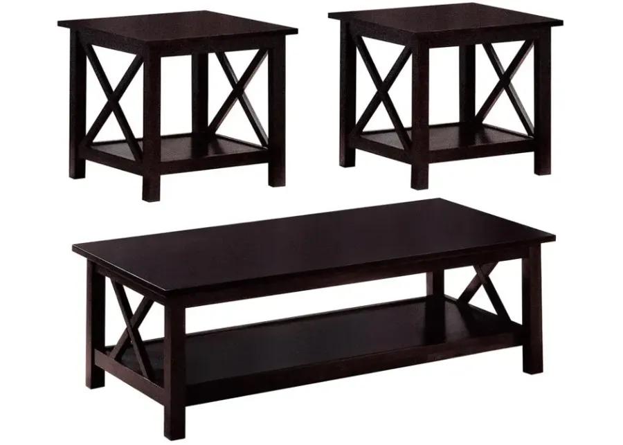 Rachelle 3-piece Occasional Table Set Deep Merlot