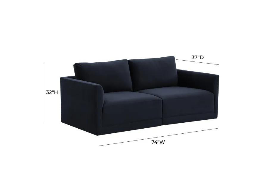 Willow Navy Modular Loveseat