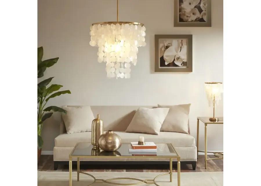 Urban Habitat Isla White Layered Capiz Chandelier