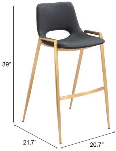 Desi Barstool (Set of 2) Black & Gold