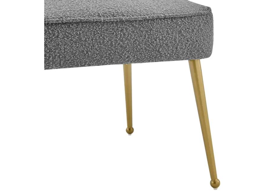 Cedric Fabric Dining Side Chair Gold Legs, Boucle Gray  - Set of 2