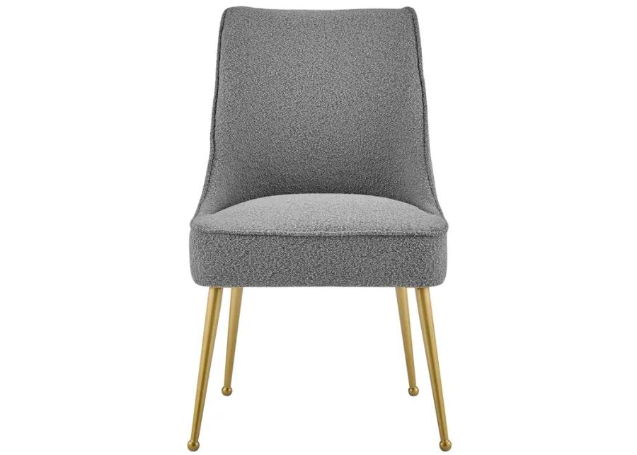 Cedric Fabric Dining Side Chair Gold Legs, Boucle Gray  - Set of 2