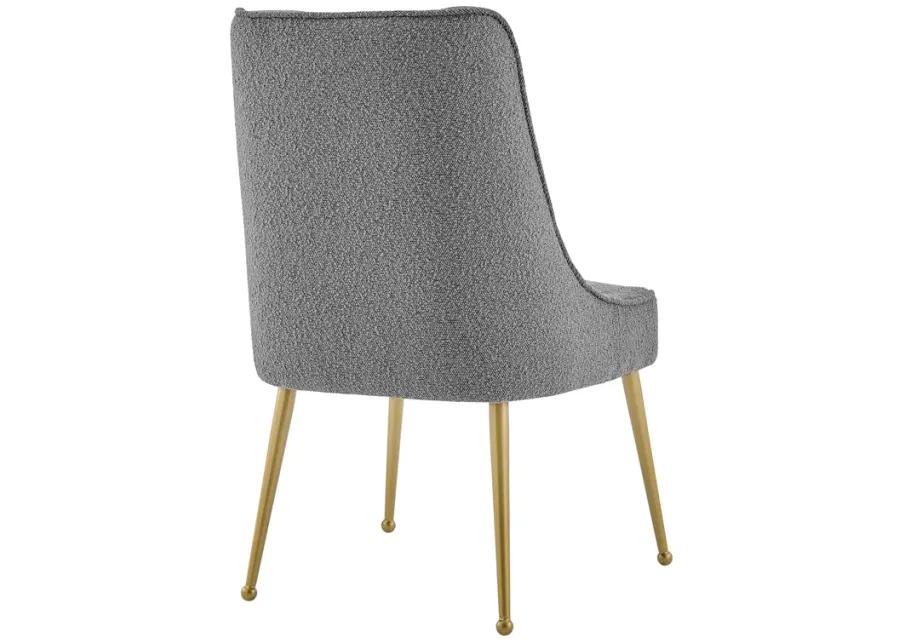 Cedric Fabric Dining Side Chair Gold Legs, Boucle Gray  - Set of 2