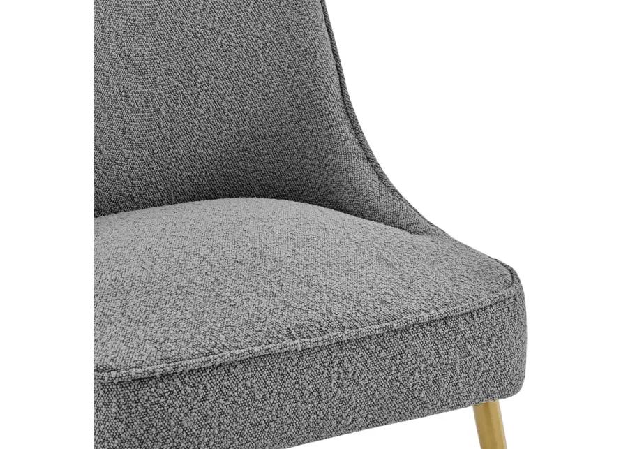 Cedric Fabric Dining Side Chair Gold Legs, Boucle Gray  - Set of 2