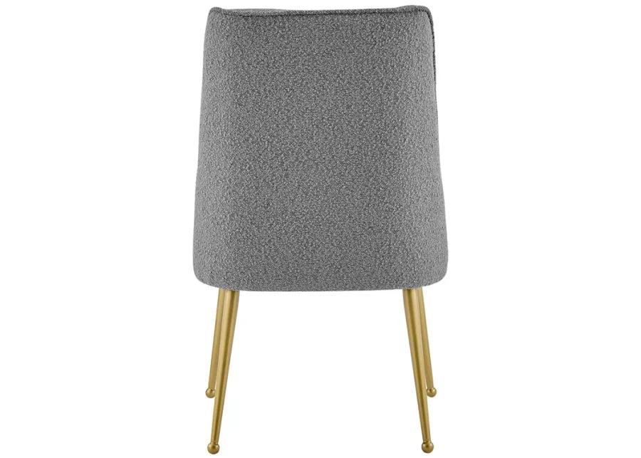 Cedric Fabric Dining Side Chair Gold Legs, Boucle Gray  - Set of 2