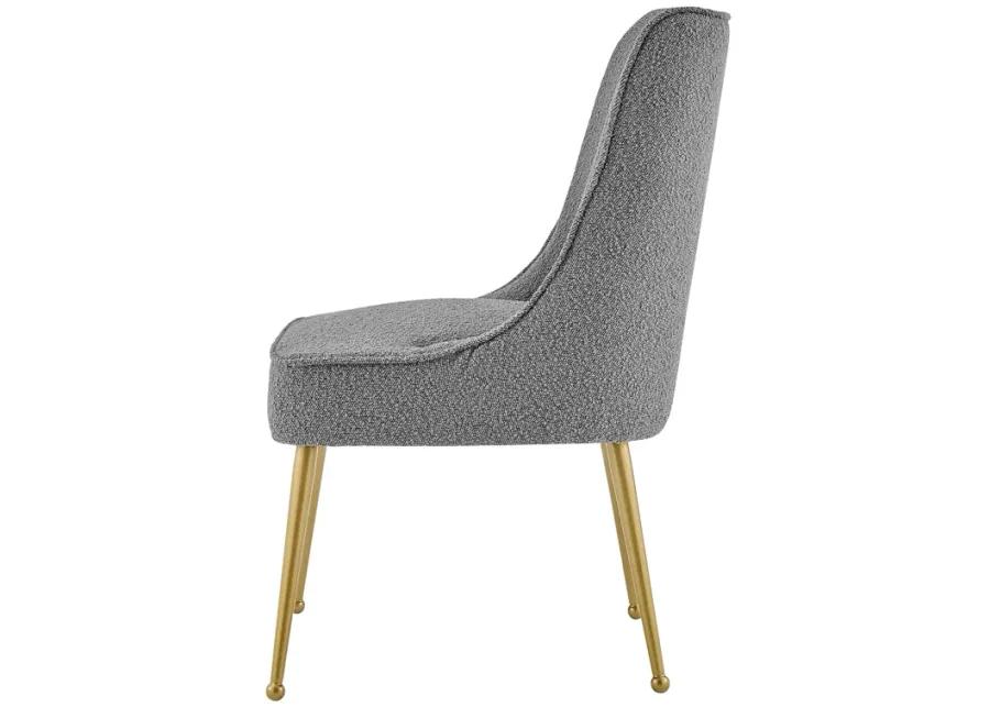 Cedric Fabric Dining Side Chair Gold Legs, Boucle Gray  - Set of 2