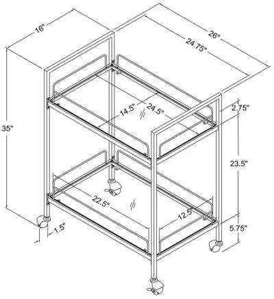 Curltis Serving Cart with Glass Shelves Clear and Black