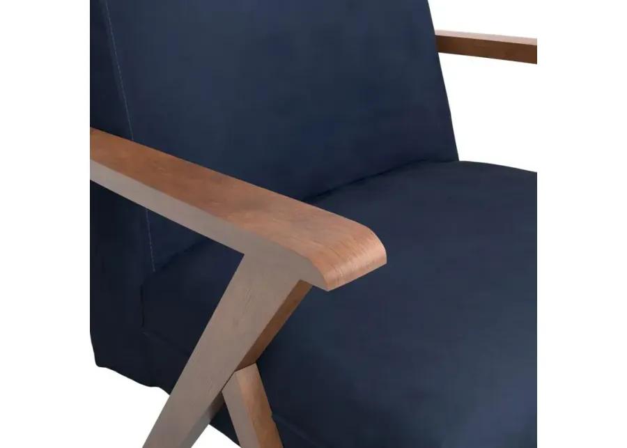 Aaliyah Wooden Arms Accent Chair Dark Blue And Walnut