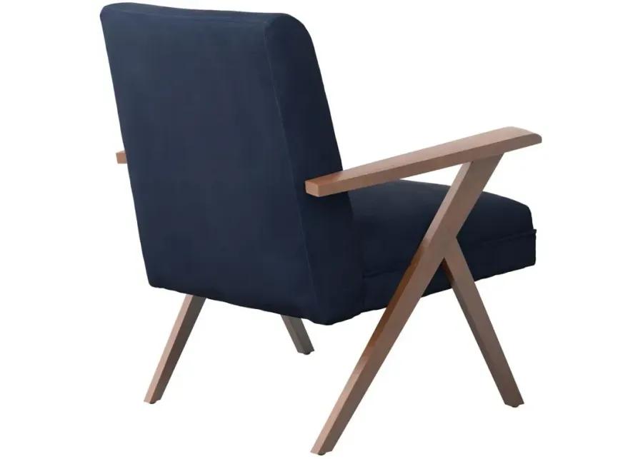 Aaliyah Wooden Arms Accent Chair Dark Blue And Walnut