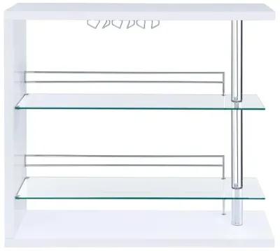 Prescott Rectangular 2-shelf Bar Unit Glossy White