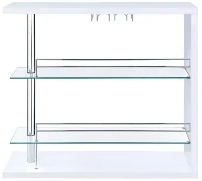 Prescott Rectangular 2-shelf Bar Unit Glossy White