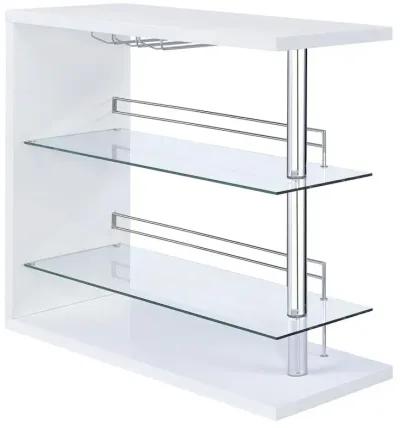 Prescott Rectangular 2-shelf Bar Unit Glossy White