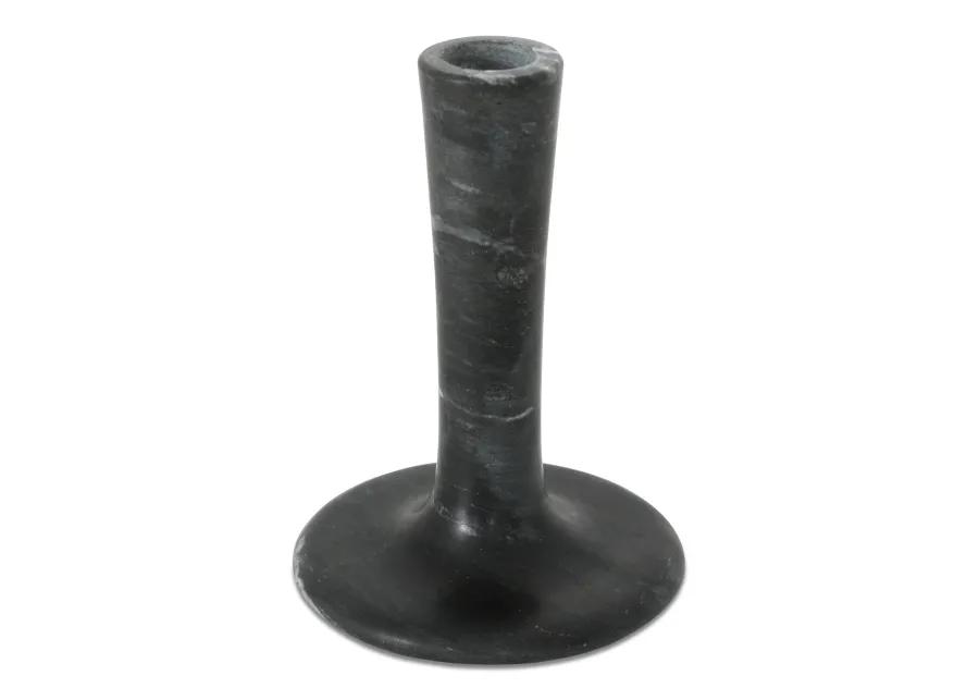 East Tall Candle Holder Black Veined Marble