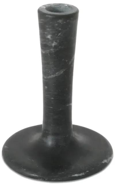 East Tall Candle Holder Black Veined Marble