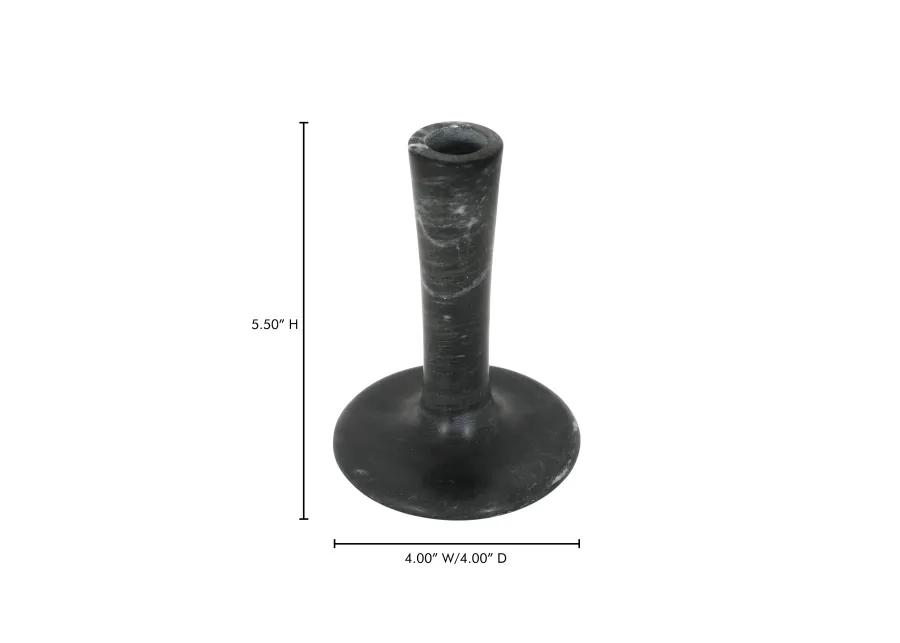 East Tall Candle Holder Black Veined Marble