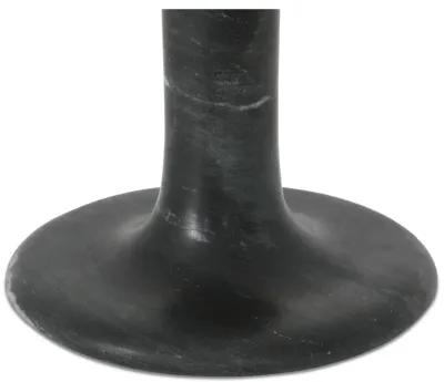 East Tall Candle Holder Black Veined Marble