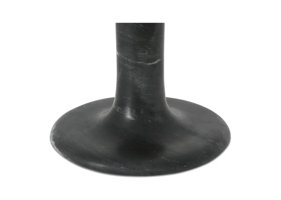 East Tall Candle Holder Black Veined Marble