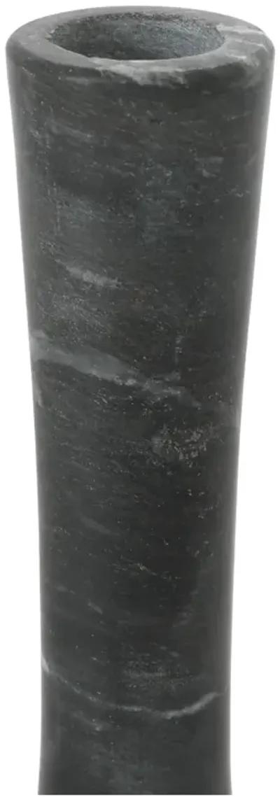 East Tall Candle Holder Black Veined Marble