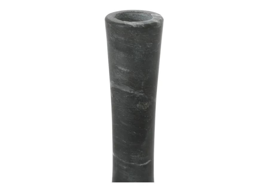 East Tall Candle Holder Black Veined Marble