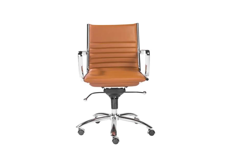 Dirk Low Back Office Chair in Cognac with Chrome Base