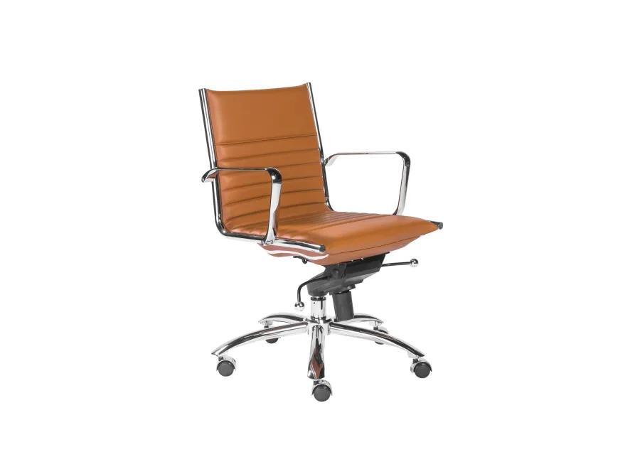 Dirk Low Back Office Chair in Cognac with Chrome Base