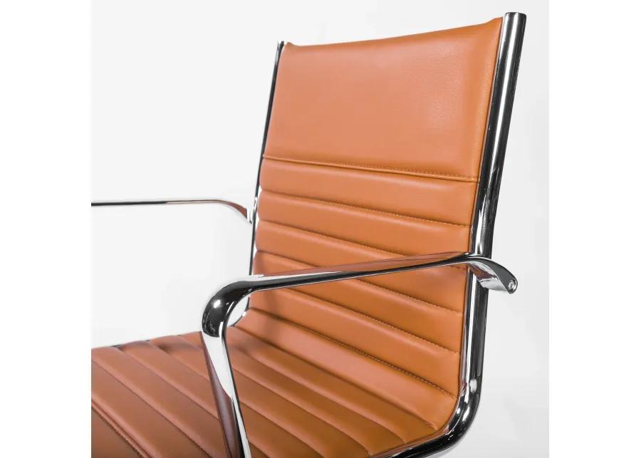 Dirk Low Back Office Chair in Cognac with Chrome Base