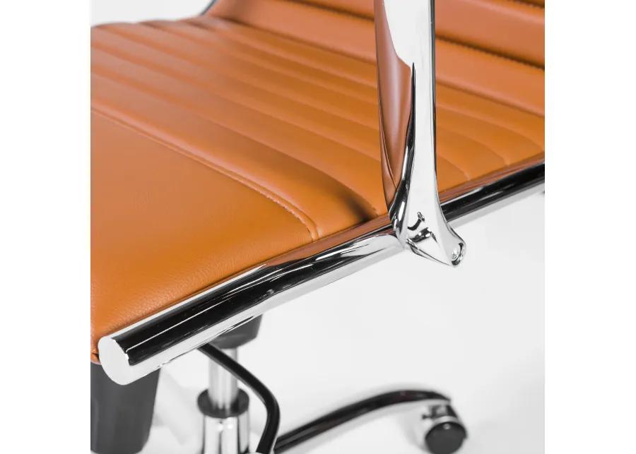 Dirk Low Back Office Chair in Cognac with Chrome Base