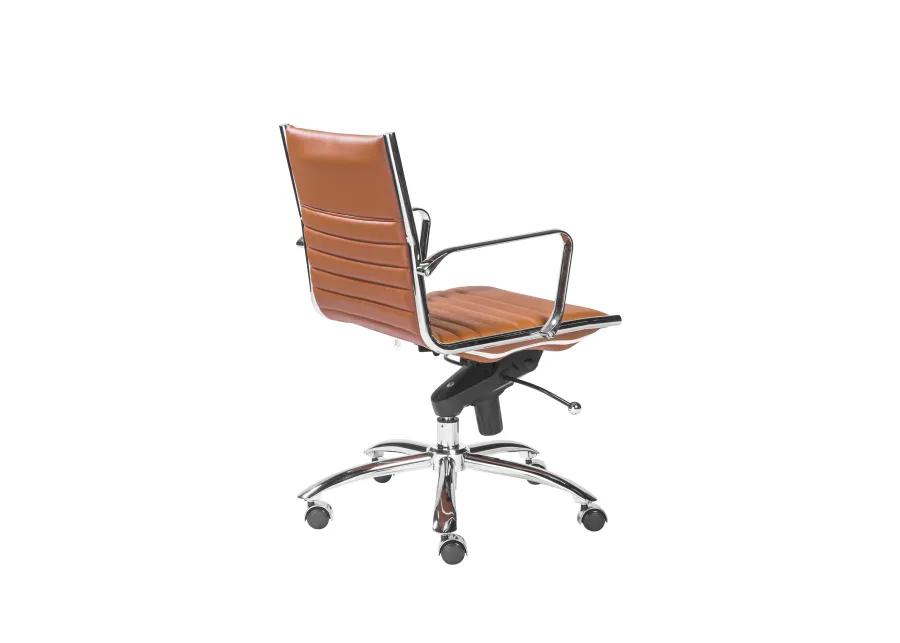 Dirk Low Back Office Chair in Cognac with Chrome Base