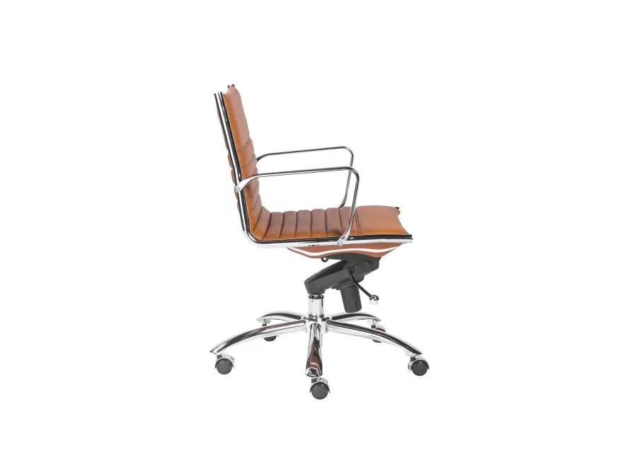 Dirk Low Back Office Chair in Cognac with Chrome Base