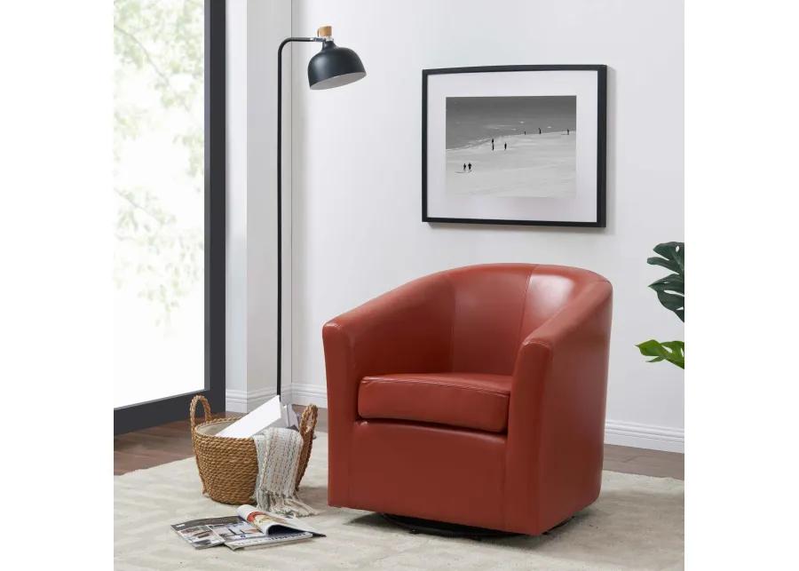 hayden swivel bonded leather accent arm chair, pumpkin