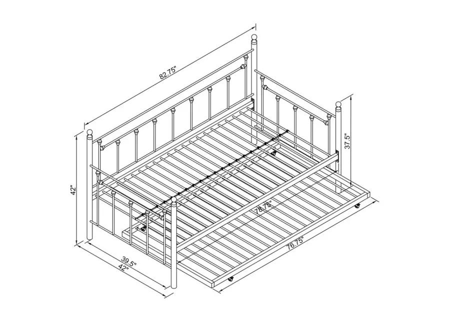 Nocus Spindle Metal Twin Daybed with Trundle