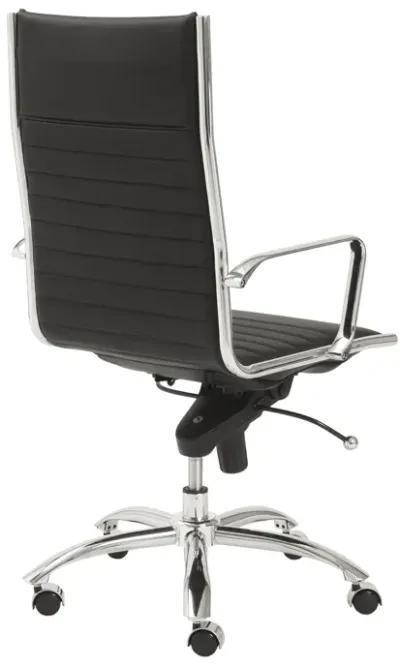 Dirk High Back Office Chair in Black with Chromed Steel Base