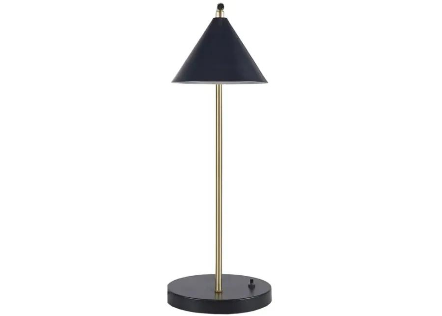 INK+IVY Bower Black/Gold 2-Light Metal Table Lamp with Chimney Shades